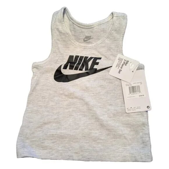 NWT Nike Little Girls Club Birch Heather Tank and Jersey Shorts, Sz 2T - Picture 2 of 5